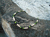 Pánske šperky - Korále dřevěné béžová + zelená + černá - 15864668_