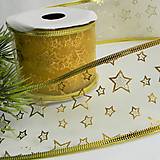 Galantéria - Vianočná stuha zlatá - š.6cm - 0,5m - 15863959_