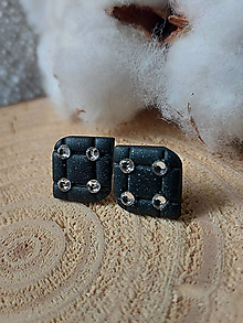 Náušnice - Čierne náušnice s trblietkami DIAMOND (Napichovacie (18mm)) - 15867147_