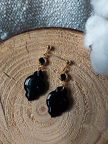 Náušnice - Čierne perleťové náušnice OBSIDIAN (Brúsený kameň (45 mm)) - 15867163_