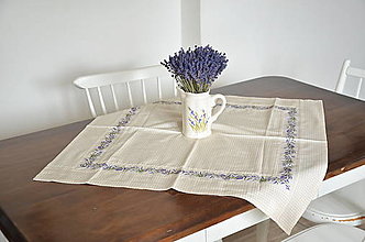 Úžitkový textil - Levanduľový kockovaný obrus - 15865356_