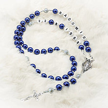 Náhrdelníky - Ruženec perličkový s medailónom (Modrá) - 15866838_