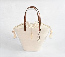 Kabelky - Ecru kabelka s plátýnkem a kapsou na zip 1930 - 15866490_