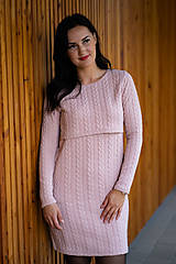 Oblečenie na dojčenie - Teplákové svetríkové šaty na dojčenie s dlhým rukávom - staroružová (M) - 15865276_