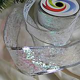 Galantéria - Vianočná stuha strieborná š.4cm - 0,5m - 15865265_