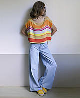 Topy, tričká, tielka - krátky pásikový top, bambus-bavlna - 15865961_