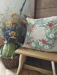 Úžitkový textil - Vankúš -letný veniec s makovými kvetmi - 15867241_