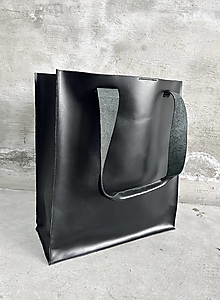 Veľké tašky - ČIERNA kožená shopper kabelka - 15868547_