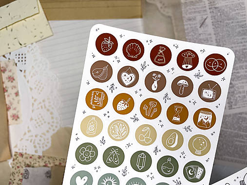 Papier - Samolepky " Little Things II " (farebné ikony) - 15868447_