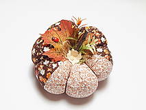 Dekorácie - Jesenná tekvička - väčšia, hnedé kvietky - 15868881_
