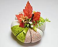 Dekorácie - Jesenná tekvička - väčšia, zeleno/béžovo/biela - 15869209_
