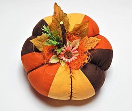 Dekorácie - Jesenná tekvička - väčšia, hnedo/oranžovo/horčicová - 15869145_