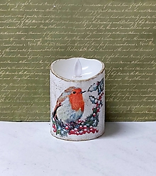 Svietidlá - led sviečka vtáčik v zime - 15867291_
