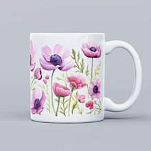 Nádoby - Keramický hrnček s potlačou rúžových kvetov - 15868085_