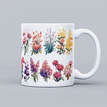 Nádoby - Keramický hrnček s krásnou potlačou farebných kvetov - 15868317_