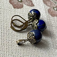 Sady šperkov - Lapis Lazuli Bronze Set / Prívesok a náušnice s lazuritom N111 - 15871126_