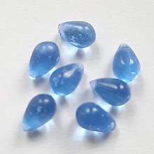 Korálky - Sklenené kvapky (9x6mm-modrá č.1-1ks) - 15870864_