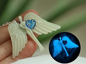 Iné šperky - Ochranný anjelik fosfor. modrý - 15871542_