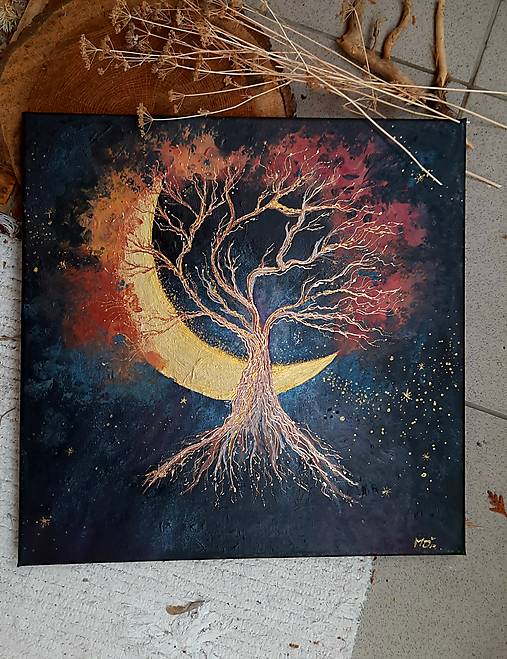 Autorská Maľba "Mesiac v plameňoch"