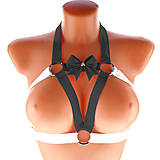 Spodná bielizeň - Elastický harness top postroj otevřená podprsenka s kovovými krúžkami - 15874690_