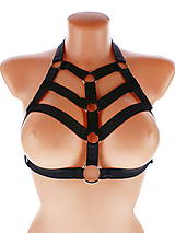 Spodná bielizeň - dámský postroj gothic postroj na telo otvorená podprsenka body harness open bra 44 - 15874899_