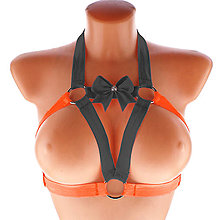Spodná bielizeň - Elastický harness top postroj otevřená podprsenka s kovovými krúžkami - 15874275_