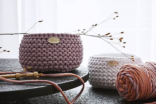 Úložné priestory & Organizácia - Pletený košíček - lososový mix (Levanduľová - Veľ. S) - 15873001_