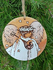 Dekorácie - Vianočná drevená dekorácia "anjel15" - 15874830_