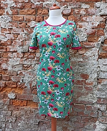 Šaty - Šaty - květy na zelené, velikost L - VELKÝ VÝPRODEJ - 15873489_