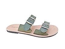 Ponožky, pančuchy, obuv - Kožené šľapky SAMARIA - tmavozelená farba - 15874171_