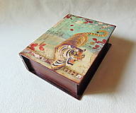 Úložné priestory & Organizácia - Drevená krabička Japonský tiger - 15875363_