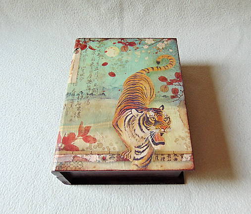Drevená krabička Japonský tiger