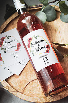 Papier - Etikety na fľaše (E #1 - Red bloom) - 15876607_