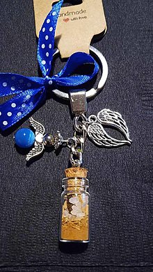 Kľúčenky - Anjelská fľaštička - Šťastie a prosperita  (Modrá) - 15877051_