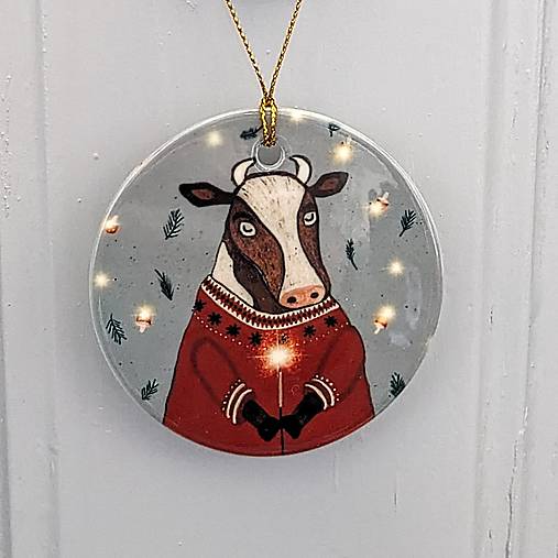 Vianočná ozdoba -krava 