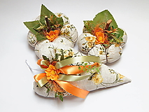 Dekorácie - Jesenné dekorácie - srdiečko + tekvičky - 15875440_