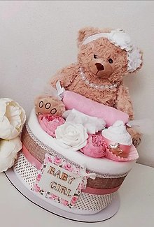 Detské doplnky - Plienková torta Teddy Bear - pink - 15877357_