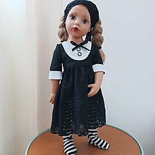 Hračky - Bielo čierne šaty s pančuškami pre bábiku Gotz v.50 - 15880804_