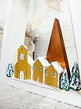 Svietidlá - Biely zimný lampášik s nórskou dedinkou - 15879501_