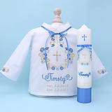 Detské oblečenie - Folklórna košieľka na krst zlato modrá - 15881402_