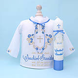 Detské oblečenie - Folklórna košieľka na krst zlato modrá - 15881403_