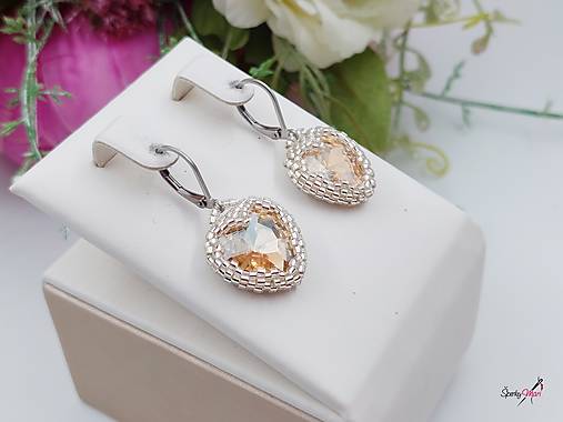 Náušnice - náušnice srdiečka Golden s AB - 15882455_