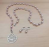 Sady šperkov - Dlhý náhrdelník s náušnicami - fialové perly - chirurgická oceľ - 15882629_