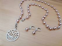 Sady šperkov - Dlhý náhrdelník s náušnicami - fialové perly - chirurgická oceľ - 15882645_