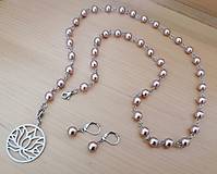 Sady šperkov - Dlhý náhrdelník s náušnicami - fialové perly - chirurgická oceľ - 15882651_