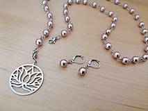 Sady šperkov - Dlhý náhrdelník s náušnicami - fialové perly - chirurgická oceľ - 15882652_