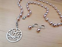 Sady šperkov - Dlhý náhrdelník s náušnicami - fialové perly - chirurgická oceľ - 15882655_