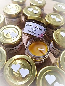 Darčeky pre svadobčanov - Svadobné mini sviečky z včelieho vosku - 15882061_
