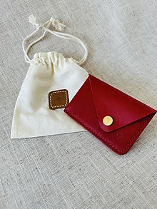 Peňaženky - kožená peňaženka NO.2 puzdro na karty (Červená) - 15882342_