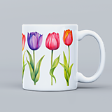 Nádoby - Prírodný kvetinový hrnček s potlačou tulipánov - 15883219_